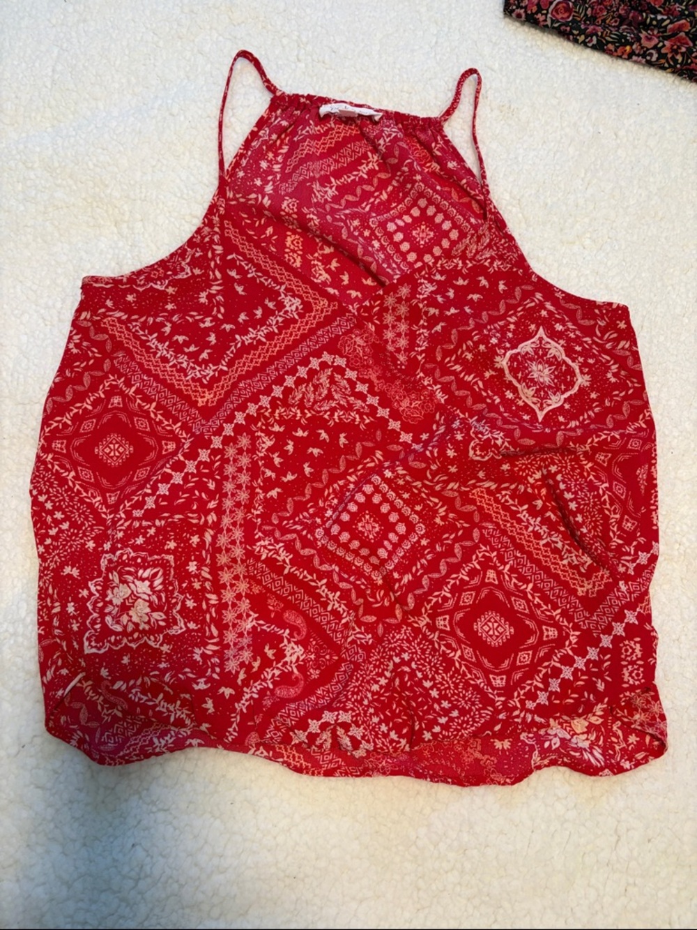 Pink Rose Red Bandana Print Camisole Tank Top